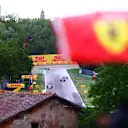 IMOLA, ITALY - APRIL 24: Yuki Tsunoda of Japan driving the (22) Scuderia AlphaTauri AT03 leads Lance Stroll of Canada driving the (18) Aston Martin AMR22 Mercedes, Lewis Hamilton of Great Britain driving the (44) Mercedes AMG Petronas F1 Team W13 and Esteban Ocon of France driving the (31) Alpine F1 A522 Renault during the F1 Grand Prix of Emilia Romagna at Autodromo Enzo e Dino Ferrari on April 24, 2022 in Imola, Italy. (Photo by Dan Istitene - Formula 1/Formula 1 via Getty Images)