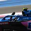LE CASTELLET, FRANCE - JULY 22: Esteban Ocon of France driving the (31) Alpine F1 A522 Renault waves to the crowd during practice ahead of the F1 Grand Prix of France at Circuit Paul Ricard on July 22, 2022 in Le Castellet, France. (Photo by Dan Mullan/Getty Images)