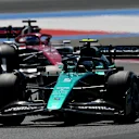 LE CASTELLET, FRANCE - JULY 24: Sebastian Vettel of Germany driving the (5) Aston Martin AMR22 Mercedes leads Valtteri Bottas of Finland driving the (77) Alfa Romeo F1 C42 Ferrari during the F1 Grand Prix of France at Circuit Paul Ricard on July 24, 2022 in Le Castellet, France. (Photo by Dan Mullan/Getty Images)