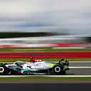NORTHAMPTON, ENGLAND - JULY 01: Lewis Hamilton of Great Britain driving the (44) Mercedes AMG Petronas F1 Team W13 on track during practice ahead of the F1 Grand Prix of Great Britain at Silverstone on July 01, 2022 in Northampton, England. (Photo by Dan Mullan - Formula 1/Formula 1 via Getty Images)