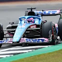 NORTHAMPTON, ENGLAND - JULY 02: Fernando Alonso of Spain driving the (14) Alpine F1 A522 Renault on track during final practice ahead of the F1 Grand Prix of Great Britain at Silverstone on July 02, 2022 in Northampton, England. (Photo by Clive Rose/Getty Images)
