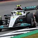 NORTHAMPTON, ENGLAND - JULY 02: Lewis Hamilton of Great Britain driving the (44) Mercedes AMG Petronas F1 Team W13 on track during final practice ahead of the F1 Grand Prix of Great Britain at Silverstone on July 02, 2022 in Northampton, England. (Photo by Clive Rose/Getty Images)