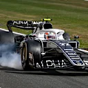 NORTHAMPTON, ENGLAND - JULY 03: Yuki Tsunoda of Japan driving the (22) Scuderia AlphaTauri AT03 locks a wheel under braking during the F1 Grand Prix of Great Britain at Silverstone on July 03, 2022 in Northampton, England. (Photo by Clive Mason/Getty Images)