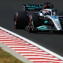 BUDAPEST, HUNGARY - JULY 29: George Russell of Great Britain driving the (63) Mercedes AMG Petronas F1 Team W13 on track during practice ahead of the F1 Grand Prix of Hungary at Hungaroring on July 29, 2022 in Budapest, Hungary. (Photo by Bryn Lennon - Formula 1/Formula 1 via Getty Images)