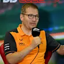BUDAPEST, HUNGARY - JULY 30: McLaren Team Principal Andreas Seidl attends the Team Principals Press Conference prior to  final practice ahead of the F1 Grand Prix of Hungary at Hungaroring on July 30, 2022 in Budapest, Hungary. (Photo by Dan Mullan/Getty Images)