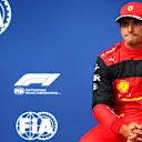 BUDAPEST, HUNGARY - JULY 30: Second placed qualifier Carlos Sainz of Spain and Ferrari looks dejected in parc ferme during qualifying ahead of the F1 Grand Prix of Hungary at Hungaroring on July 30, 2022 in Budapest, Hungary. (Photo by Dan Istitene - Formula 1/Formula 1 via Getty Images)