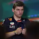 BUDAPEST, HUNGARY - JULY 28: Max Verstappen of the Netherlands and Oracle Red Bull Racing looks on in the Drivers Press Conference during previews ahead of the F1 Grand Prix of Hungary at Hungaroring on July 28, 2022 in Budapest, Hungary. (Photo by Bryn Lennon/Getty Images)