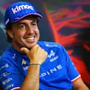 MONZA, ITALY - SEPTEMBER 08: Fernando Alonso of Spain and Alpine F1 talks in the drivers press conference during previews ahead of the F1 Grand Prix of Italy at Autodromo Nazionale Monza on September 08, 2022 in Monza, Italy. (Photo by Dan Mullan/Getty Images)