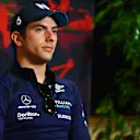 MONZA, ITALY - SEPTEMBER 08: Nicholas Latifi of Canada and Williams talks in the drivers press conference during previews ahead of the F1 Grand Prix of Italy at Autodromo Nazionale Monza on September 08, 2022 in Monza, Italy. (Photo by Dan Mullan/Getty Images)