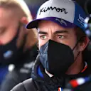 SUZUKA, JAPAN - OCTOBER 07: Fernando Alonso of Spain and Alpine F1 looks on in the garage during practice ahead of the F1 Grand Prix of Japan at Suzuka International Racing Course on October 07, 2022 in Suzuka, Japan. (Photo by Dan Istitene - Formula 1/Formula 1 via Getty Images)
