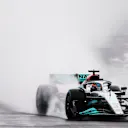 SUZUKA, JAPAN - OCTOBER 07: George Russell of Great Britain driving the (63) Mercedes AMG Petronas F1 Team W13 on track during practice ahead of the F1 Grand Prix of Japan at Suzuka International Racing Course on October 07, 2022 in Suzuka, Japan. (Photo by Bryn Lennon - Formula 1/Formula 1 via Getty Images)