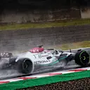 SUZUKA, JAPAN - OCTOBER 09: George Russell of Great Britain driving the (63) Mercedes AMG Petronas F1 Team W13 on track during the F1 Grand Prix of Japan at Suzuka International Racing Course on October 09, 2022 in Suzuka, Japan. (Photo by Clive Mason/Getty Images)