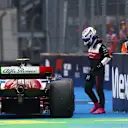 MEXICO CITY, MEXICO - OCTOBER 28: Zhou Guanyu of China and Alfa Romeo F1 walks from his car after stopping on track during practice ahead of the F1 Grand Prix of Mexico at Autodromo Hermanos Rodriguez on October 28, 2022 in Mexico City, Mexico. (Photo by Dan Istitene - Formula 1/Formula 1 via Getty Images)