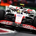 MEXICO CITY, MEXICO - OCTOBER 28: Mick Schumacher of Germany driving the (47) Haas F1 VF-22 Ferrari on track during practice ahead of the F1 Grand Prix of Mexico at Autodromo Hermanos Rodriguez on October 28, 2022 in Mexico City, Mexico. (Photo by Mark Thompson/Getty Images )