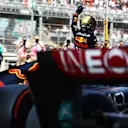 MEXICO CITY, MEXICO - OCTOBER 29: Pole position qualifier Max Verstappen of the Netherlands and Oracle Red Bull Racing celebrates in parc ferme during qualifying ahead of the F1 Grand Prix of Mexico at Autodromo Hermanos Rodriguez on October 29, 2022 in Mexico City, Mexico. (Photo by Mark Thompson/Getty Images )