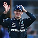 MEXICO CITY, MEXICO - OCTOBER 29: Second placed qualifier George Russell of Great Britain and Mercedes celebrates in parc ferme during qualifying ahead of the F1 Grand Prix of Mexico at Autodromo Hermanos Rodriguez on October 29, 2022 in Mexico City, Mexico. (Photo by Clive Mason - Formula 1/Formula 1 via Getty Images)