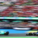 MEXICO CITY, MEXICO - OCTOBER 30: Alexander Albon of Thailand driving the (23) Williams FW44 Mercedes follows Lance Stroll of Canada driving the (18) Aston Martin AMR22 Mercedes during the F1 Grand Prix of Mexico at Autodromo Hermanos Rodriguez on October 30, 2022 in Mexico City, Mexico. (Photo by Dan Istitene - Formula 1/Formula 1 via Getty Images)