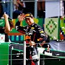 MEXICO CITY, MEXICO - OCTOBER 30: Third placed Sergio Perez of Mexico and Oracle Red Bull Racing celebrates on the podium during the F1 Grand Prix of Mexico at Autodromo Hermanos Rodriguez on October 30, 2022 in Mexico City, Mexico. (Photo by Clive Mason - Formula 1/Formula 1 via Getty Images)
