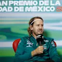 MEXICO CITY, MEXICO - OCTOBER 27: Sebastian Vettel of Germany and Aston Martin F1 Team attends the Drivers Press Conference during previews ahead of the F1 Grand Prix of Mexico at Autodromo Hermanos Rodriguez on October 27, 2022 in Mexico City, Mexico. (Photo by Jared C. Tilton/Getty Images)