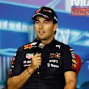 MIAMI, FLORIDA - MAY 06: Sergio Perez of Mexico and Oracle Red Bull Racing talks in the Drivers Press Conference prior to practice ahead of the F1 Grand Prix of Miami at the Miami International Autodrome on May 06, 2022 in Miami, Florida. (Photo by Jared C. Tilton/Getty Images)