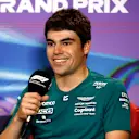 MIAMI, FLORIDA - MAY 06: Lance Stroll of Canada and Aston Martin F1 Team talks in the Drivers Press Conference prior to practice ahead of the F1 Grand Prix of Miami at the Miami International Autodrome on May 06, 2022 in Miami, Florida. (Photo by Jared C. Tilton/Getty Images)