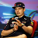 MIAMI, FLORIDA - MAY 06: Max Verstappen of the Netherlands and Oracle Red Bull Racing talks in the Drivers Press Conference prior to practice ahead of the F1 Grand Prix of Miami at the Miami International Autodrome on May 06, 2022 in Miami, Florida. (Photo by Jared C. Tilton/Getty Images)