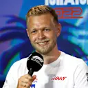 MIAMI, FLORIDA - MAY 06: Kevin Magnussen of Denmark and Haas F1 talks in the Drivers Press Conference prior to practice ahead of the F1 Grand Prix of Miami at the Miami International Autodrome on May 06, 2022 in Miami, Florida. (Photo by Jared C. Tilton/Getty Images)