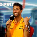 MIAMI, FLORIDA - MAY 06: Daniel Ricciardo of Australia and McLaren talks in the Drivers Press Conference prior to practice ahead of the F1 Grand Prix of Miami at the Miami International Autodrome on May 06, 2022 in Miami, Florida. (Photo by Jared C. Tilton/Getty Images)