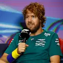 MIAMI, FLORIDA - MAY 06: Sebastian Vettel of Germany and Aston Martin F1 Team talks in the Drivers Press Conference prior to practice ahead of the F1 Grand Prix of Miami at the Miami International Autodrome on May 06, 2022 in Miami, Florida. (Photo by Jared C. Tilton/Getty Images)