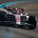 MIAMI, FLORIDA - MAY 06: Zhou Guanyu of China driving the (24) Alfa Romeo F1 C42 Ferrari on track during practice ahead of the F1 Grand Prix of Miami at the Miami International Autodrome on May 06, 2022 in Miami, Florida. (Photo by Chris Graythen/Getty Images)