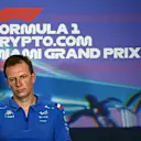 MIAMI, FLORIDA - MAY 07: Laurent Rossi, CEO of Alpine F1 talks in the Team Principals Press Conference prior to final practice ahead of the F1 Grand Prix of Miami at the Miami International Autodrome on May 07, 2022 in Miami, Florida. (Photo by Clive Mason/Getty Images)