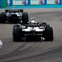 MIAMI, FLORIDA - MAY 08: Mick Schumacher of Germany driving the (47) Haas F1 VF-22 Ferrari follows Nicholas Latifi of Canada driving the (6) Williams FW44 Mercedes during the F1 Grand Prix of Miami at the Miami International Autodrome on May 08, 2022 in Miami, Florida. (Photo by Jared C. Tilton/Getty Images)