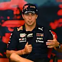 MONTE-CARLO, MONACO - MAY 27: Sergio Perez of Mexico and Oracle Red Bull Racing talks in the Drivers Press Conference prior to practice ahead of the F1 Grand Prix of Monaco at Circuit de Monaco on May 27, 2022 in Monte-Carlo, Monaco. (Photo by Clive Mason/Getty Images)