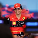 MONTE-CARLO, MONACO - MAY 27: Carlos Sainz of Spain and Ferrari talks in the Drivers Press Conference prior to practice ahead of the F1 Grand Prix of Monaco at Circuit de Monaco on May 27, 2022 in Monte-Carlo, Monaco. (Photo by Dan Istitene/Getty Images)
