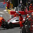 MONTE-CARLO, MONACO - MAY 27: Mick Schumacher of Germany driving the (47) Haas F1 VF-22 Ferrari blocks the pitlane leading to a red flag during practice ahead of the F1 Grand Prix of Monaco at Circuit de Monaco on May 27, 2022 in Monte-Carlo, Monaco. (Photo by Joe Portlock - Formula 1/Formula 1 via Getty Images)