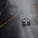 MONTE-CARLO, MONACO - MAY 29: Zhou Guanyu of China driving the (24) Alfa Romeo F1 C42 Ferrari on a formation lap in the rain during the F1 Grand Prix of Monaco at Circuit de Monaco on May 29, 2022 in Monte-Carlo, Monaco. (Photo by Dan Istitene - Formula 1/Formula 1 via Getty Images)