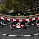MONTE-CARLO, MONACO - MAY 29: Yuki Tsunoda of Japan driving the (22) Scuderia AlphaTauri AT03 leads Zhou Guanyu of China driving the (24) Alfa Romeo F1 C42 Ferrari and Mick Schumacher of Germany driving the (47) Haas F1 VF-22 Ferrari during the F1 Grand Prix of Monaco at Circuit de Monaco on May 29, 2022 in Monte-Carlo, Monaco. (Photo by Clive Mason - Formula 1/Formula 1 via Getty Images)