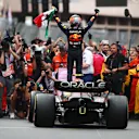 MONTE-CARLO, MONACO - MAY 29: Race winner Sergio Perez of Mexico and Oracle Red Bull Racing celebrates in parc ferme during the F1 Grand Prix of Monaco at Circuit de Monaco on May 29, 2022 in Monte-Carlo, Monaco. (Photo by Joe Portlock - Formula 1/Formula 1 via Getty Images)
