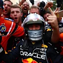 MONTE-CARLO, MONACO - MAY 29: Race winner Sergio Perez of Mexico and Oracle Red Bull Racing celebrates in parc ferme during the F1 Grand Prix of Monaco at Circuit de Monaco on May 29, 2022 in Monte-Carlo, Monaco. (Photo by Mark Thompson/Getty Images)