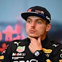 MONTE-CARLO, MONACO - MAY 29: Third placed Max Verstappen of the Netherlands and Oracle Red Bull Racing looks on in the press conference after the F1 Grand Prix of Monaco at Circuit de Monaco on May 29, 2022 in Monte-Carlo, Monaco. (Photo by Clive Mason/Getty Images)