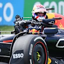 ZANDVOORT, NETHERLANDS - SEPTEMBER 02: Max Verstappen of the Netherlands driving the (1) Oracle Red Bull Racing RB18 stops ot during practice ahead of the F1 Grand Prix of The Netherlands at Circuit Zandvoort on September 02, 2022 in Zandvoort, Netherlands. (Photo by Clive Mason/Getty Images)