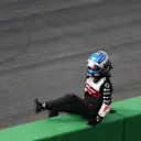 ZANDVOORT, NETHERLANDS - SEPTEMBER 04: Valtteri Bottas of Finland and Alfa Romeo F1 walks in the Pitlane after stopping on track during the F1 Grand Prix of The Netherlands at Circuit Zandvoort on September 04, 2022 in Zandvoort, Netherlands. (Photo by Lars Baron - Formula 1/Formula 1 via Getty Images)