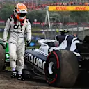 ZANDVOORT, NETHERLANDS - SEPTEMBER 04: Yuki Tsunoda of Japan and Scuderia AlphaTauri looks on after stopping on track during the F1 Grand Prix of The Netherlands at Circuit Zandvoort on September 04, 2022 in Zandvoort, Netherlands. (Photo by Clive Mason/Getty Images)
