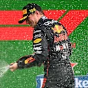 ZANDVOORT, NETHERLANDS - SEPTEMBER 04: Race winner Max Verstappen of the Netherlands and Oracle Red Bull Racing celebrates on the podium during the F1 Grand Prix of The Netherlands at Circuit Zandvoort on September 04, 2022 in Zandvoort, Netherlands. (Photo by Dan Mullan/Getty Images)