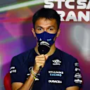 JEDDAH, SAUDI ARABIA - MARCH 25: Alexander Albon of Thailand and Williams talks in the Drivers Press Conference before practice ahead of the F1 Grand Prix of Saudi Arabia at the Jeddah Corniche Circuit on March 25, 2022 in Jeddah, Saudi Arabia. (Photo by Clive Mason/Getty Images)
