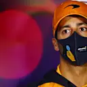 JEDDAH, SAUDI ARABIA - MARCH 25: Daniel Ricciardo of Australia and McLaren looks on in the Drivers Press Conference before practice ahead of the F1 Grand Prix of Saudi Arabia at the Jeddah Corniche Circuit on March 25, 2022 in Jeddah, Saudi Arabia. (Photo by Clive Mason/Getty Images)