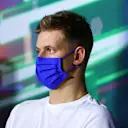 JEDDAH, SAUDI ARABIA - MARCH 25: Mick Schumacher of Germany and Haas F1 looks on in the Drivers Press Conference before practice ahead of the F1 Grand Prix of Saudi Arabia at the Jeddah Corniche Circuit on March 25, 2022 in Jeddah, Saudi Arabia. (Photo by Dan Istitene - Formula 1/Formula 1 via Getty Images)