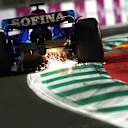 JEDDAH, SAUDI ARABIA - MARCH 26: Sparks fly behind Alexander Albon of Thailand driving the (23) Williams FW44 Mercedes on track during qualifying ahead of the F1 Grand Prix of Saudi Arabia at the Jeddah Corniche Circuit on March 26, 2022 in Jeddah, Saudi Arabia. (Photo by Joe Portlock - Formula 1/Formula 1 via Getty Images)