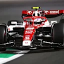 JEDDAH, SAUDI ARABIA - MARCH 26: Zhou Guanyu of China driving the (24) Alfa Romeo F1 C42 Ferrari on track during qualifying ahead of the F1 Grand Prix of Saudi Arabia at the Jeddah Corniche Circuit on March 26, 2022 in Jeddah, Saudi Arabia. (Photo by Dan Istitene - Formula 1/Formula 1 via Getty Images)