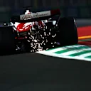 JEDDAH, SAUDI ARABIA - MARCH 26: Valtteri Bottas of Finland driving the (77) Alfa Romeo F1 C42 Ferrari on track during qualifying ahead of the F1 Grand Prix of Saudi Arabia at the Jeddah Corniche Circuit on March 26, 2022 in Jeddah, Saudi Arabia. (Photo by Joe Portlock - Formula 1/Formula 1 via Getty Images)